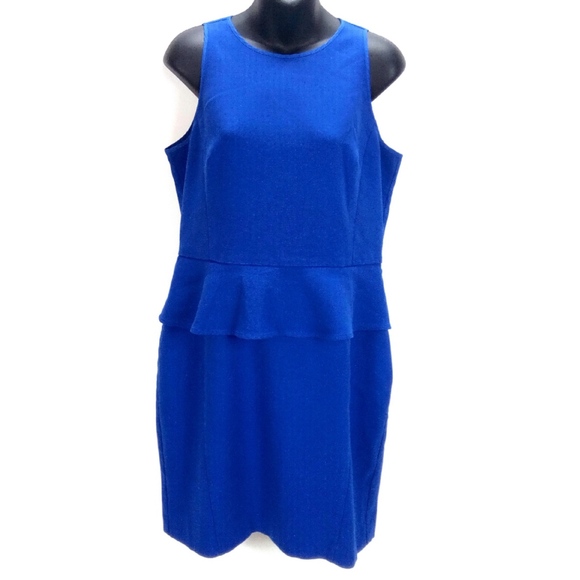 LOFT Dresses & Skirts - Ann Taylor Loft 12 Blue Peplum Sheath Party Dress